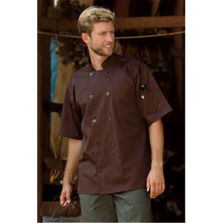 Nathan Caleb South Beach Short Sleeve Chef Coat in Brown - 4XLarge NA2505341